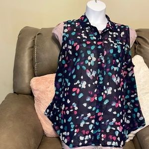 Liz Claiborne - Foxy Blue and White and Pink and Purple sleeveless Top!